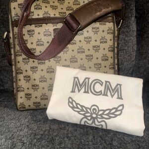MCM Brown & Tan Visetos Coated Canvas w/ Leather Trim.